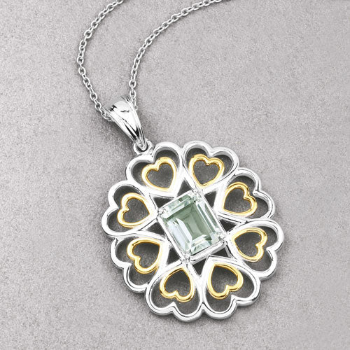 Dije de plata de ley .925 con amatista verde genuina de 2.10 quilates