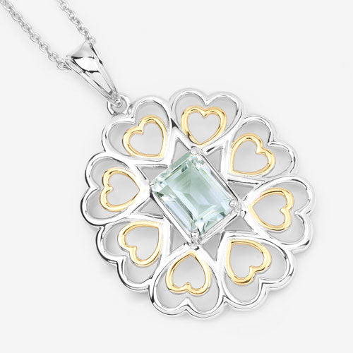 Dije de plata de ley .925 con amatista verde genuina de 2.10 quilates