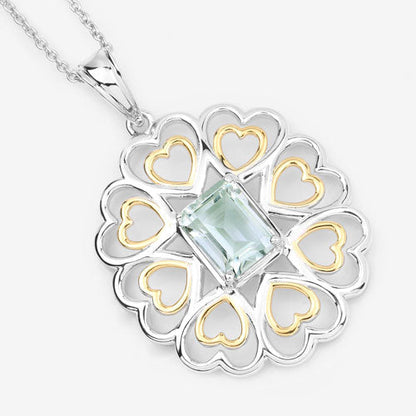Dije de plata de ley .925 con amatista verde genuina de 2.10 quilates