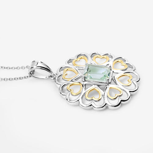 Dije de plata de ley .925 con amatista verde genuina de 2.10 quilates