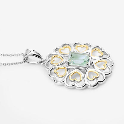 Dije de plata de ley .925 con amatista verde genuina de 2.10 quilates