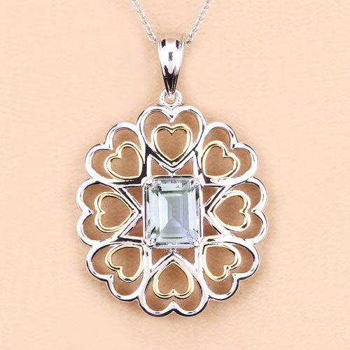 Dije de plata de ley .925 con amatista verde genuina de 2.10 quilates