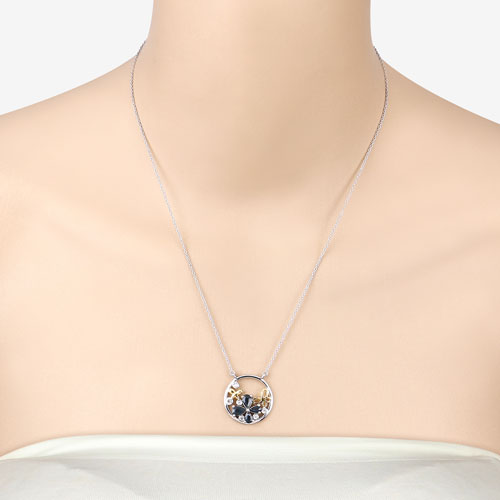 Colgante de plata de ley .925 con zafiro azul genuino de 1.41 quilates y topacio blanco