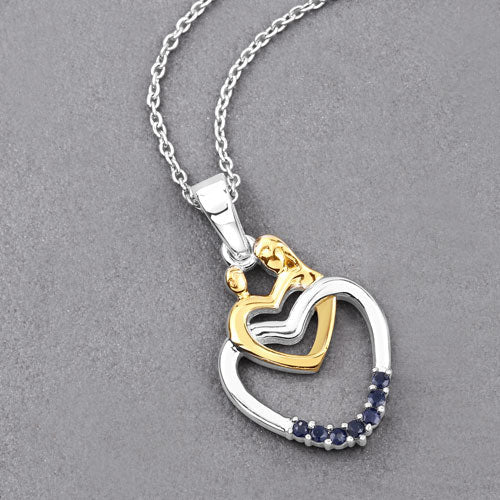 Colgante de plata esterlina .925 con zafiro azul genuino de 0,14 quilates