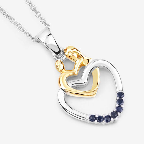Colgante de plata esterlina .925 con zafiro azul genuino de 0,14 quilates
