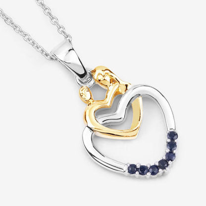 Colgante de plata esterlina .925 con zafiro azul genuino de 0,14 quilates