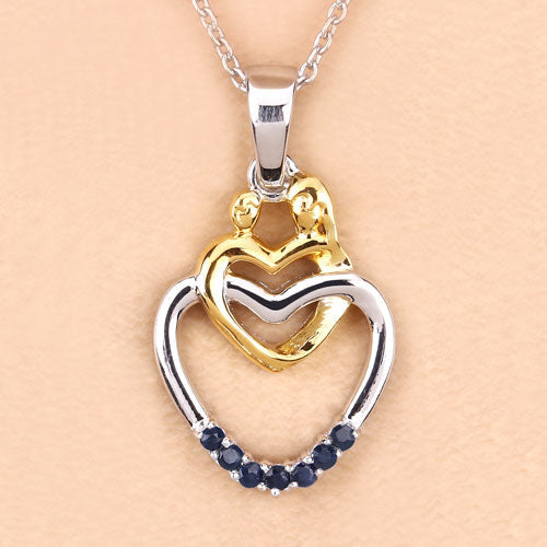 Colgante de plata esterlina .925 con zafiro azul genuino de 0,14 quilates
