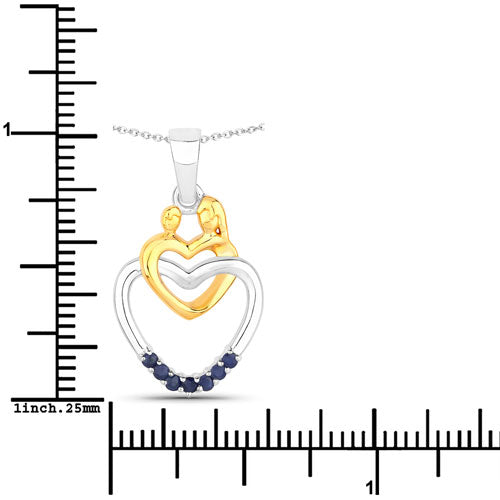 Colgante de plata esterlina .925 con zafiro azul genuino de 0,14 quilates