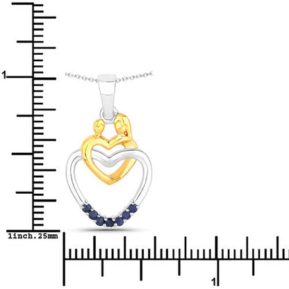 Colgante de plata esterlina .925 con zafiro azul genuino de 0,14 quilates