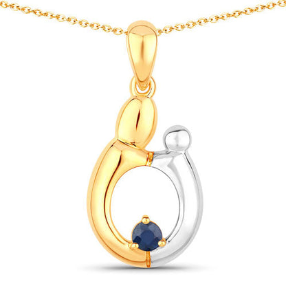 Colgante de plata de ley .925 con zafiro azul auténtico de 0.19 quilates