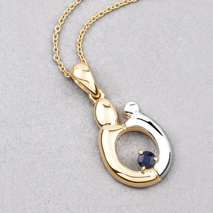 Colgante de plata de ley .925 con zafiro azul auténtico de 0.19 quilates