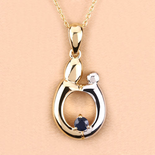 Colgante de plata de ley .925 con zafiro azul auténtico de 0.19 quilates