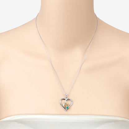 Colgante de plata de ley .925 con esmeralda genuina de 0.45 quilates