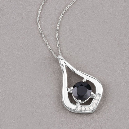 Colgante de oro blanco de 10 quilates con zafiro azul genuino de 1,24 quilates y diamantes blancos