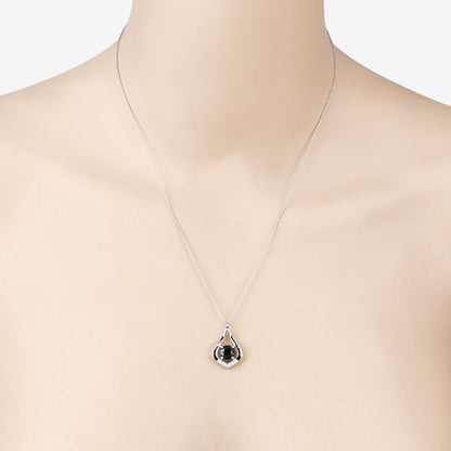 Colgante de oro blanco de 10 quilates con zafiro azul genuino de 1,24 quilates y diamantes blancos