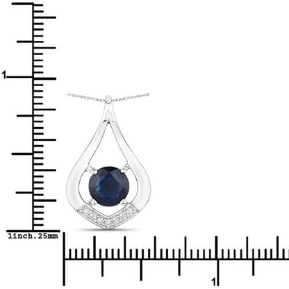 Colgante de oro blanco de 10 quilates con zafiro azul genuino de 1,24 quilates y diamantes blancos