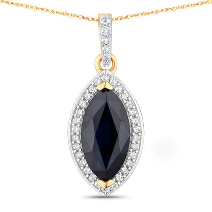 Colgante de oro amarillo de 10 quilates con zafiro azul auténtico de 2,27 quilates y diamante blanco