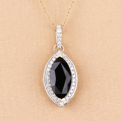 Colgante de oro amarillo de 10 quilates con zafiro azul auténtico de 2,27 quilates y diamante blanco
