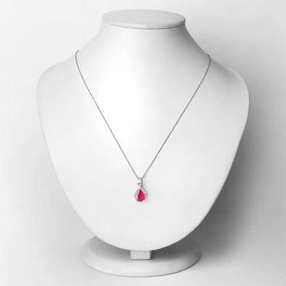 Colgante de oro blanco de 14 quilates con rubí genuino de 1,98 quilates y diamantes blancos