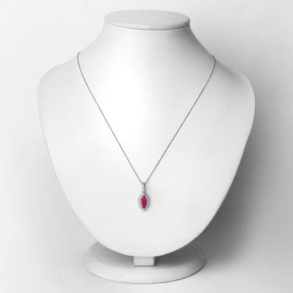 Colgante de oro blanco de 14 quilates con rubí genuino de 1,60 quilates y diamantes blancos