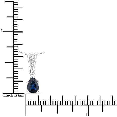 Colgante de oro blanco de 14K con zafiro azul genuino de 0,85 quilates y diamantes blancos