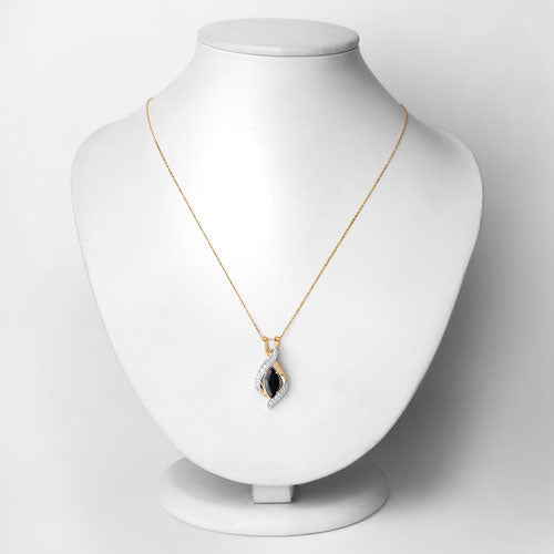 Colgante de oro amarillo de 14 quilates con zafiro azul auténtico de 2,27 quilates y diamantes blancos