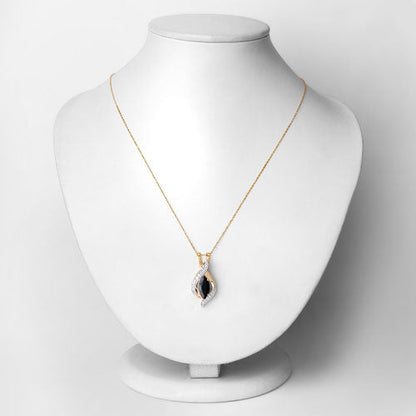 Colgante de oro amarillo de 14 quilates con zafiro azul auténtico de 2,27 quilates y diamantes blancos