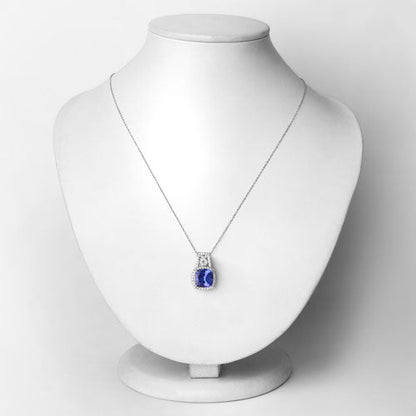 Colgante de oro blanco de 14 quilates con tanzanita genuina de 4,30 quilates y diamante blanco