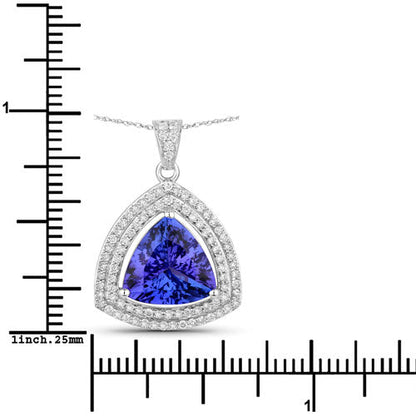Colgante de tanzanita genuina de 3.93 quilates y diamante blanco en oro blanco de 14K