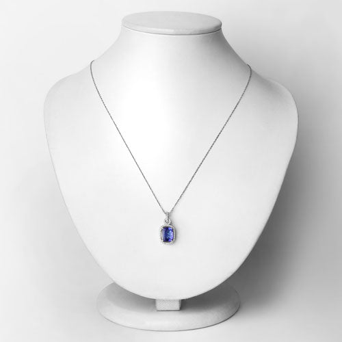Colgante de oro blanco de 14K con tanzanita genuina de 2,25 quilates y diamantes blancos