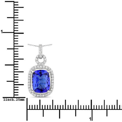Colgante de oro blanco de 14K con tanzanita genuina de 2,25 quilates y diamantes blancos