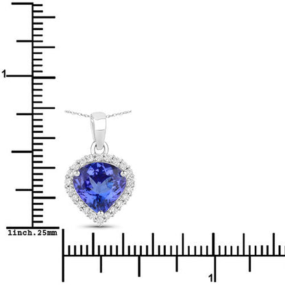 Colgante de oro blanco de 14K con tanzanita genuina de 2,53 quilates y diamantes blancos