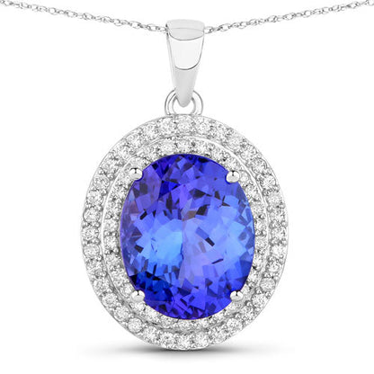 Colgante de oro blanco de 14 quilates con tanzanita genuina de 3,90 quilates y diamantes blancos