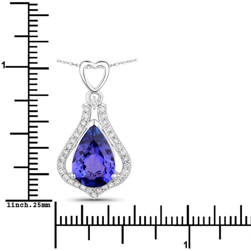 Colgante de oro blanco de 14K con tanzanita genuina de 3,30 quilates y diamantes blancos