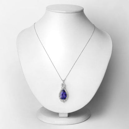 Colgante de oro blanco de 14 quilates con tanzanita genuina de 7.11 quilates y diamantes blancos