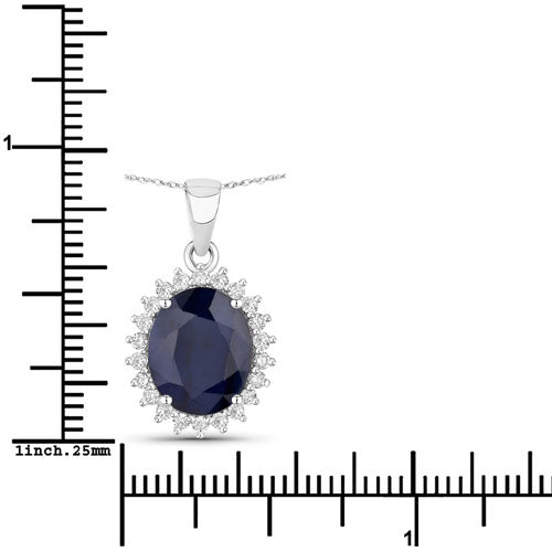 Colgante de oro blanco de 14K con zafiro azul genuino de 4,63 quilates y diamantes blancos