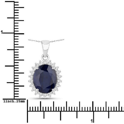 Colgante de oro blanco de 14K con zafiro azul genuino de 4,63 quilates y diamantes blancos
