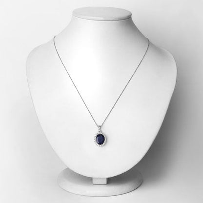 Colgante de oro blanco de 14K con zafiro azul genuino de 4,63 quilates y diamantes blancos