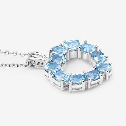 1.90 Carat Genuine Swiss Blue Topaz .925 Sterling Silver Pendant