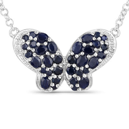 Colgante de plata de ley .925 con zafiro azul genuino de 3.83 quilates y circonitas blancas
