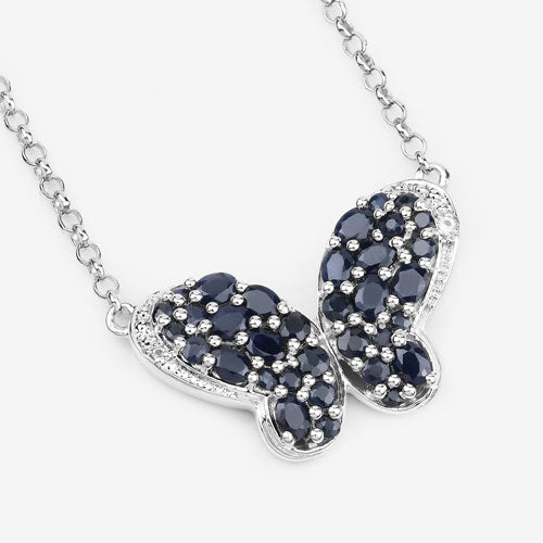 Colgante de plata de ley .925 con zafiro azul genuino de 3.83 quilates y circonitas blancas