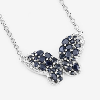 Colgante de plata de ley .925 con zafiro azul genuino de 3.83 quilates y circonitas blancas