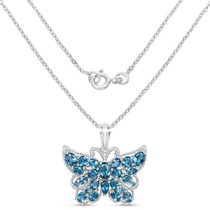 Colgante de plata de ley .925 con topacio azul de Londres de 4,81 quilates genuino