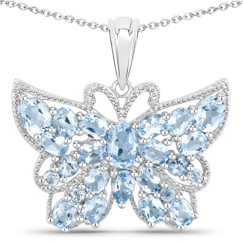 Colgante de plata de ley .925 con topacio azul suizo auténtico de 4.84 quilates