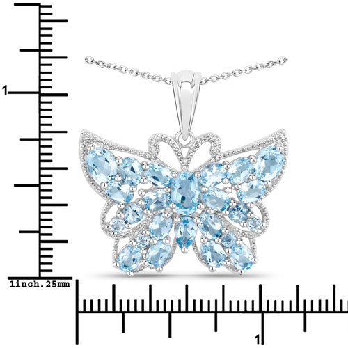 Colgante de plata de ley .925 con topacio azul suizo auténtico de 4.84 quilates