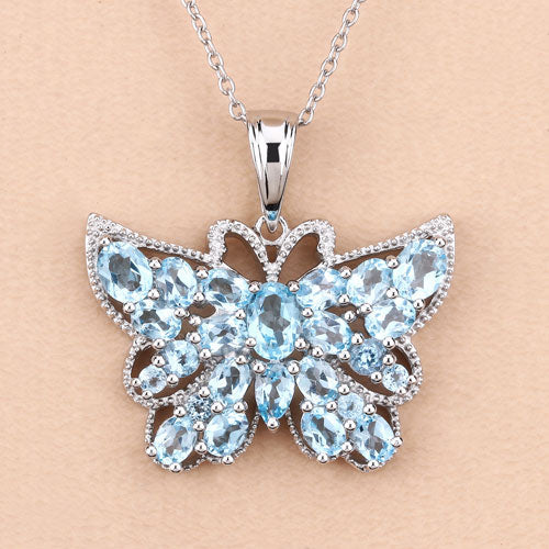 Colgante de plata de ley .925 con topacio azul suizo auténtico de 4.84 quilates