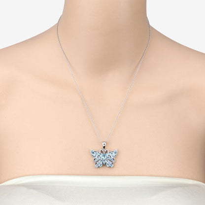 Colgante de plata de ley .925 con topacio azul suizo auténtico de 4.84 quilates