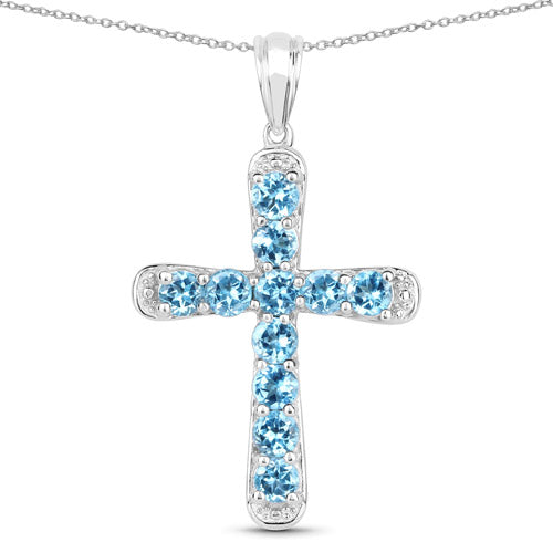 Colgante de plata de ley .925 con topacio azul auténtico de 3.85 quilates