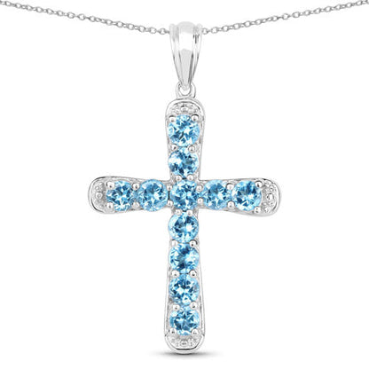 Colgante de plata de ley .925 con topacio azul auténtico de 3.85 quilates