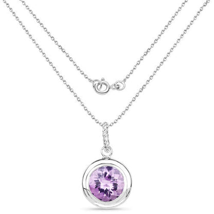 Colgante de plata de ley .925 con amatista genuina de 8.00 quilates